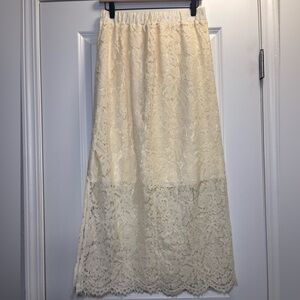 Gorgeous Butter Yellow Lace Maxi Skirt Size XL